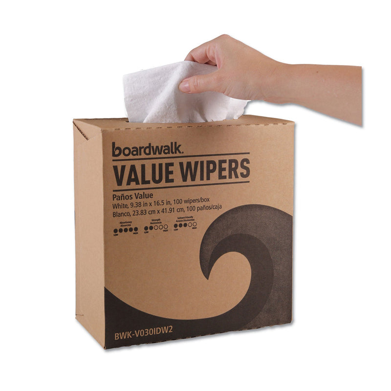 Boardwalk DRC Wipers, 9.33 x 16.5, White, 100 Dispenser Packs, 9 Dispenser Packs/Carton