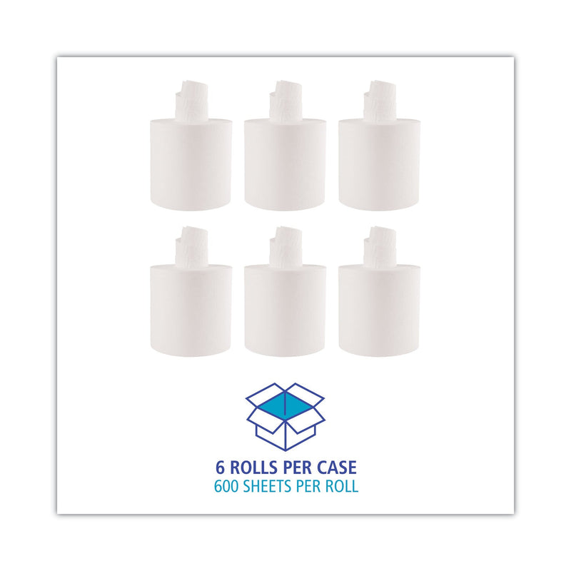 Boardwalk Center-Pull Roll Towels, 2-Ply, 7.6 x 8.9, White, 600/Roll, 6/Carton