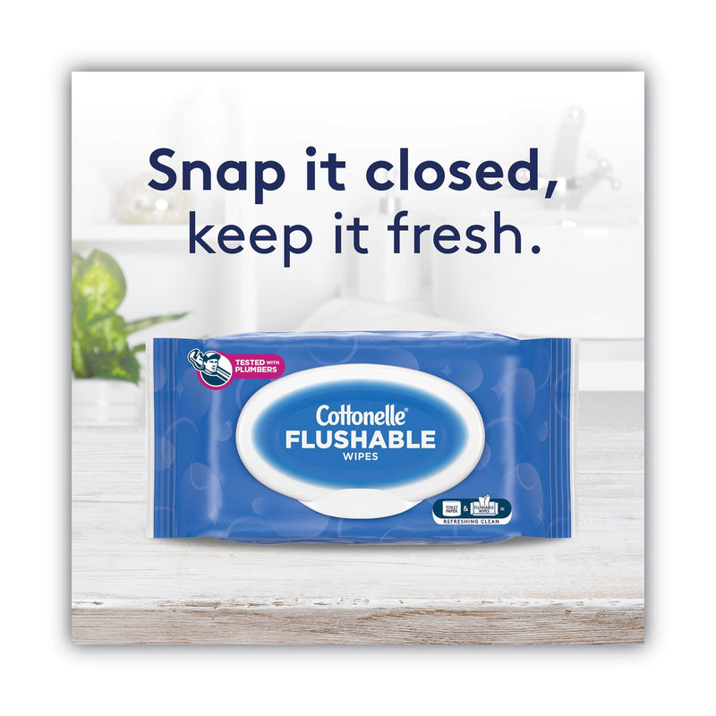 Cottonelle Fresh Care Flushable Cleansing Cloths, 3.73 x 5.5, White, 84/Pack, 8 Packs/Carton