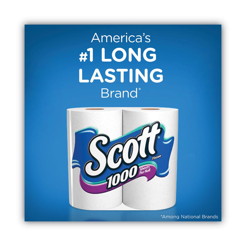 Scott Toilet Paper, Septic Safe, 1-Ply, White, 1,000 Sheets/Roll, 12 Rolls/Pack, 4 Pack/Carton