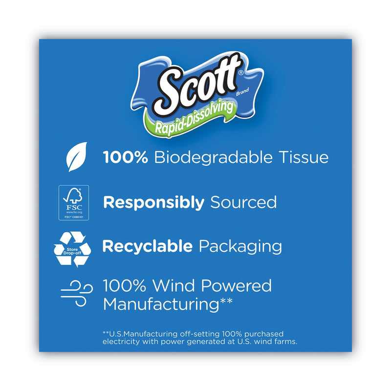 Scott Rapid-Dissolving Toilet Paper, Bath Tissue, Septic Safe, 1-Ply, White, 231 Sheets/Roll, 4/Rolls/Pack, 12 Packs/Carton