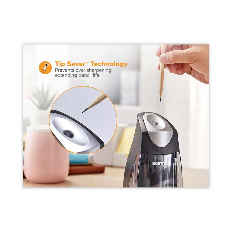 Bostitch QuietSharp Executive Vertical Electric Pencil Sharpener, AC-Powered, 5.88 x 3.69 x 6.4, Black