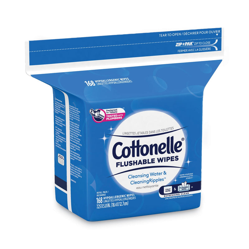 Cottonelle Fresh Care Flushable Cleansing Cloths, 5 x 7.25, White, 168/Pack