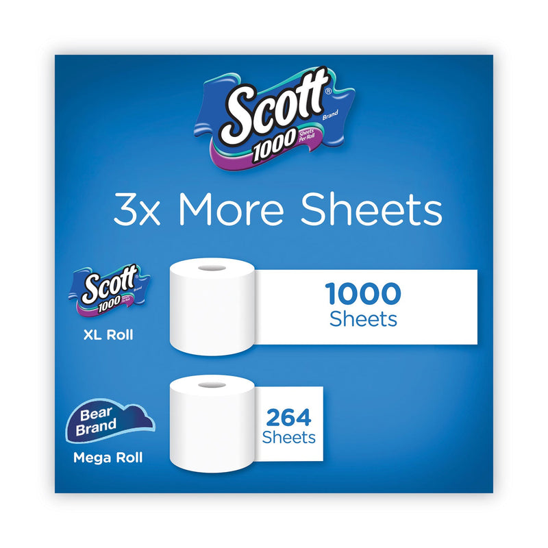 Scott Toilet Paper, Septic Safe, 1-Ply, White, 1,000 Sheets/Roll, 12 Rolls/Pack, 4 Pack/Carton
