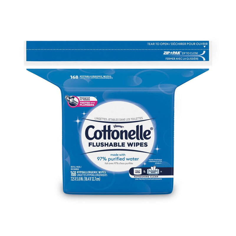 Cottonelle Fresh Care Flushable Cleansing Cloths, 5 x 7.25, White, 168/Pack, 8 Packs/Carton