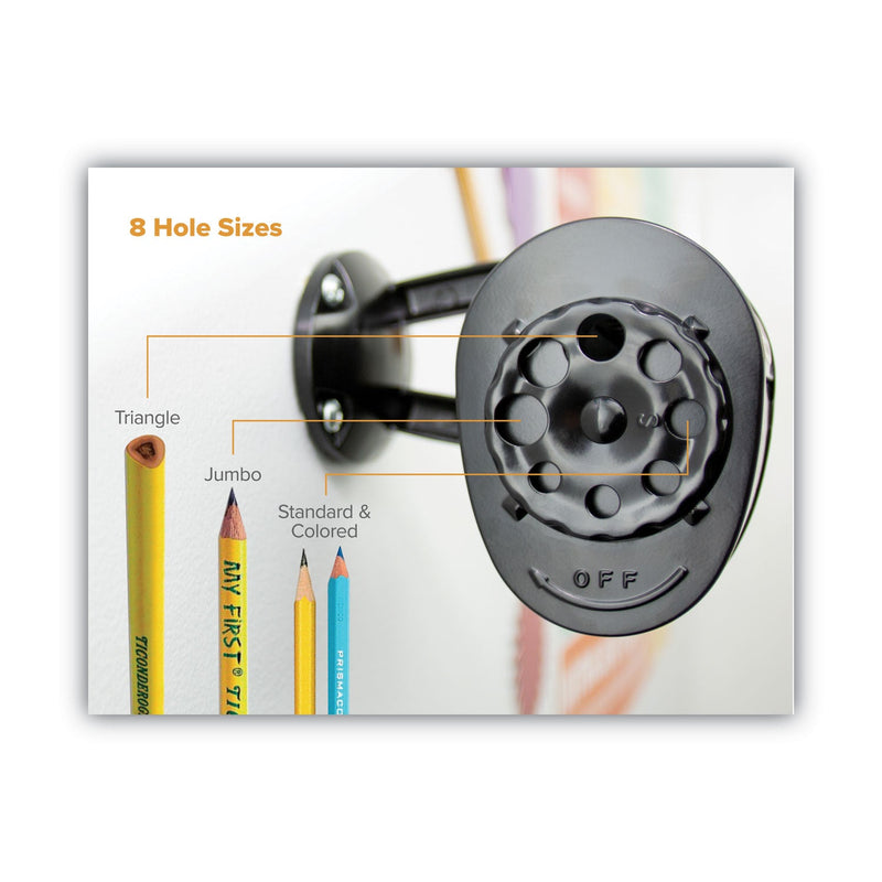 Bostitch Antimicrobial Manual Pencil Sharpener, Manually-Powered, 5.44 x 2.69 x 4.33, Black