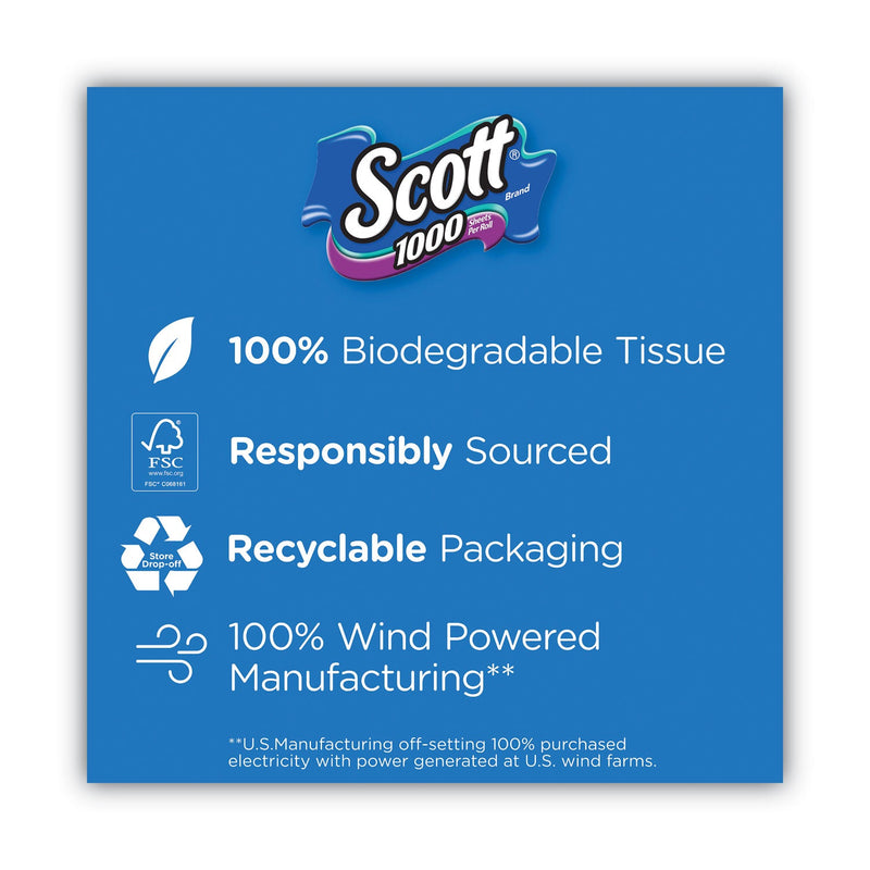 Scott Standard Roll Bathroom Tissue, Septic Safe, 1-Ply, White, 1,000 Sheets/Roll, 20/Pack, 2 Packs/Carton
