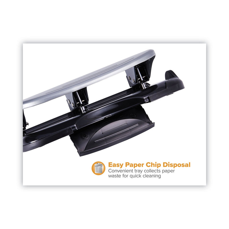 Bostitch 40-Sheet EZ Squeeze Three-Hole Punch, 9/32" Holes, Black/Silver