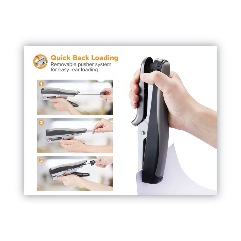 Bostitch Standard Plier Stapler, 20-Sheet Capacity, 0.25" Staples, 2.5" Throat, Black/Gray