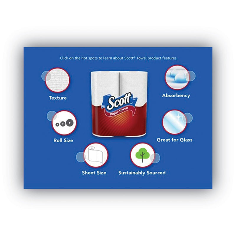 Scott Choose-A-Sheet Mega Kitchen Roll Paper Towels, 1-Ply, 7.31 x 11, White, 102/Roll, 30 Rolls Carton