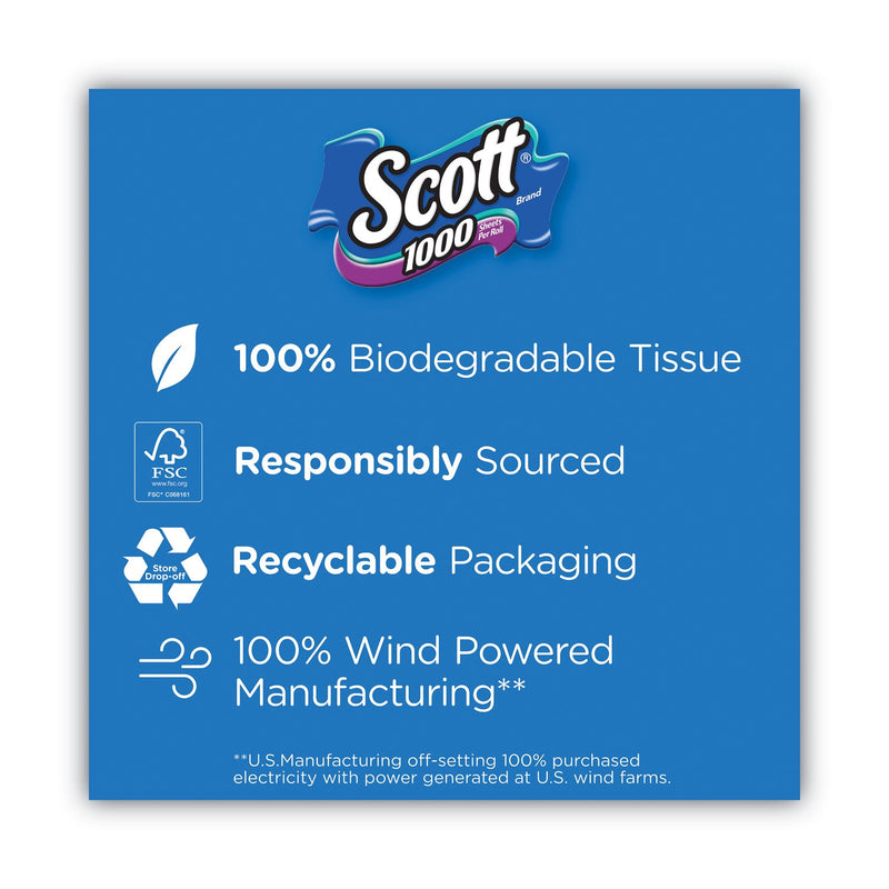 Scott Toilet Paper, Septic Safe, 1-Ply, White, 1,000 Sheets/Roll, 12 Rolls/Pack, 4 Pack/Carton