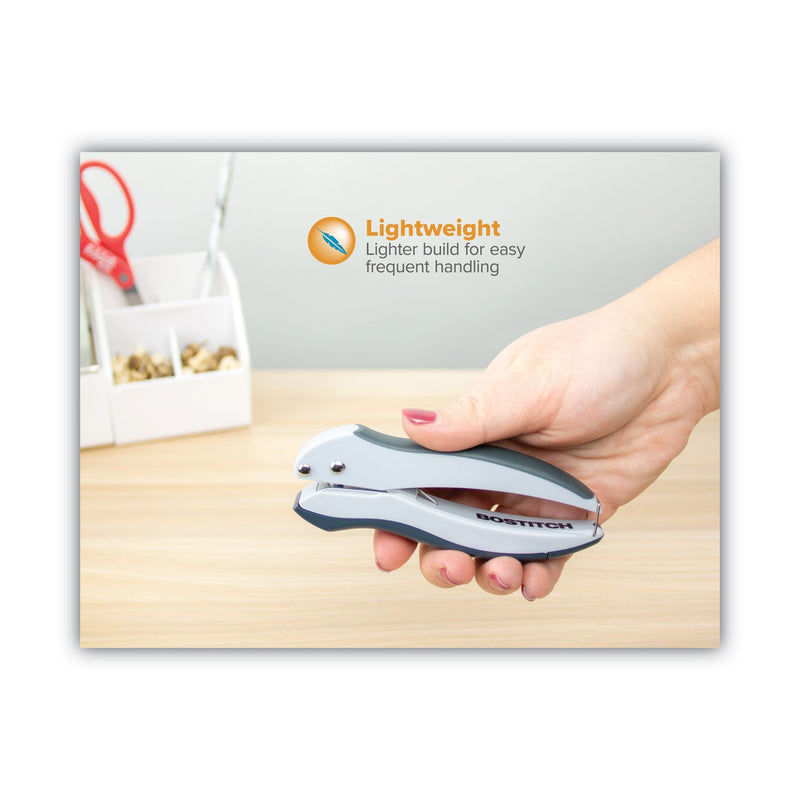 Bostitch 10-Sheet EZ Squeeze One-Hole Punch, 1/4" Hole, Gray