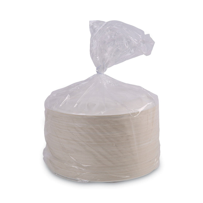 Boardwalk Bagasse Dinnerware, Plate, 9" dia, White, 500/Carton