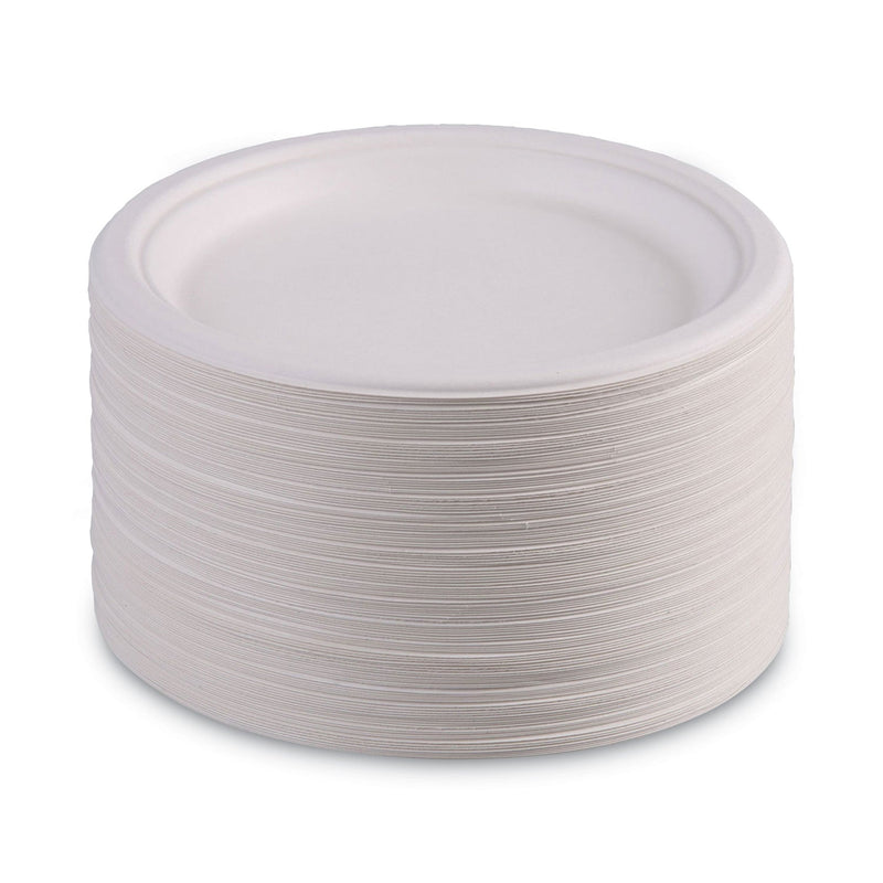 Boardwalk Bagasse Dinnerware, Plate, 10" dia, White, 500/Carton