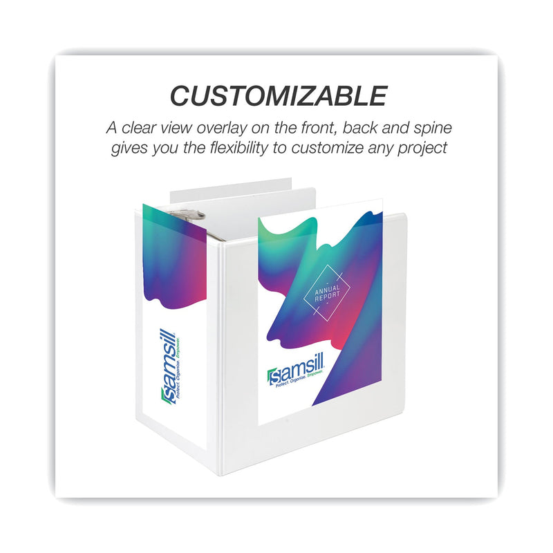 Samsill Nonstick D-Ring View Binder, 3 Rings, 6" Capacity, 11 x 8.5, White