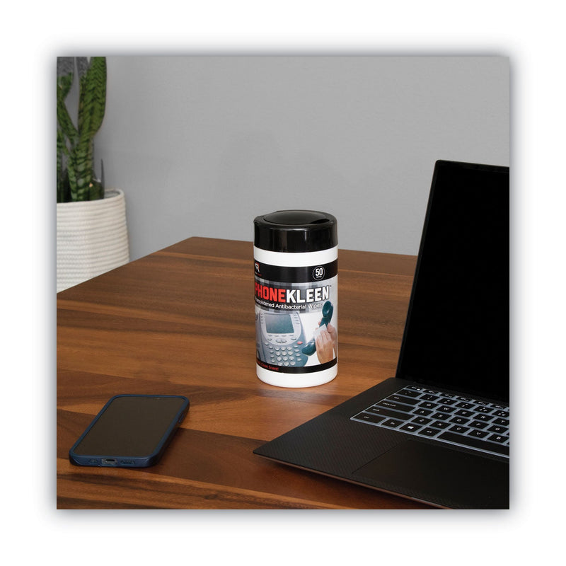 Read Right PhoneKleen Wet Wipes, Cloth, 5 x 5, 50/Tub