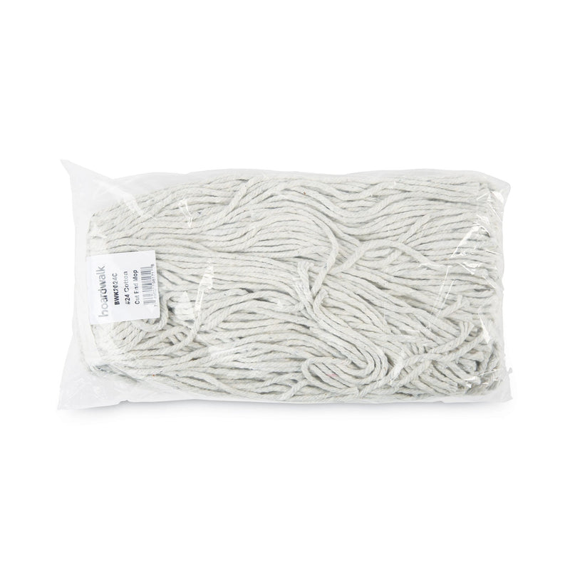 Boardwalk Cut-End Wet Mop Head, Cotton, No. 24, White 12/Carton