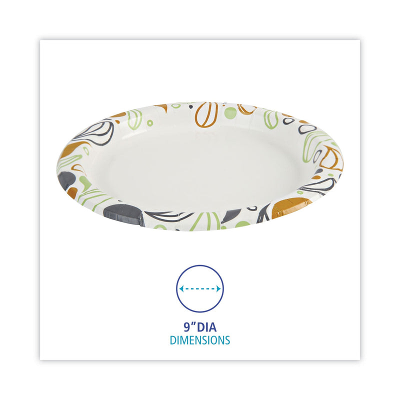 Boardwalk Deerfield Printed Paper Plates, 9" dia, Coated/Soak Proof, Multicolor, 125/Pack, 8 Packs/Carton