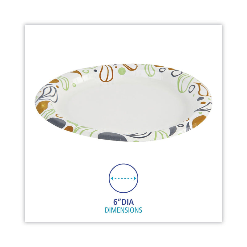 Boardwalk Deerfield Printed Paper Plates, 6" Dia, Coated/Soak Proof, Multicolor, 250/Pack, 4 Packs/Carton