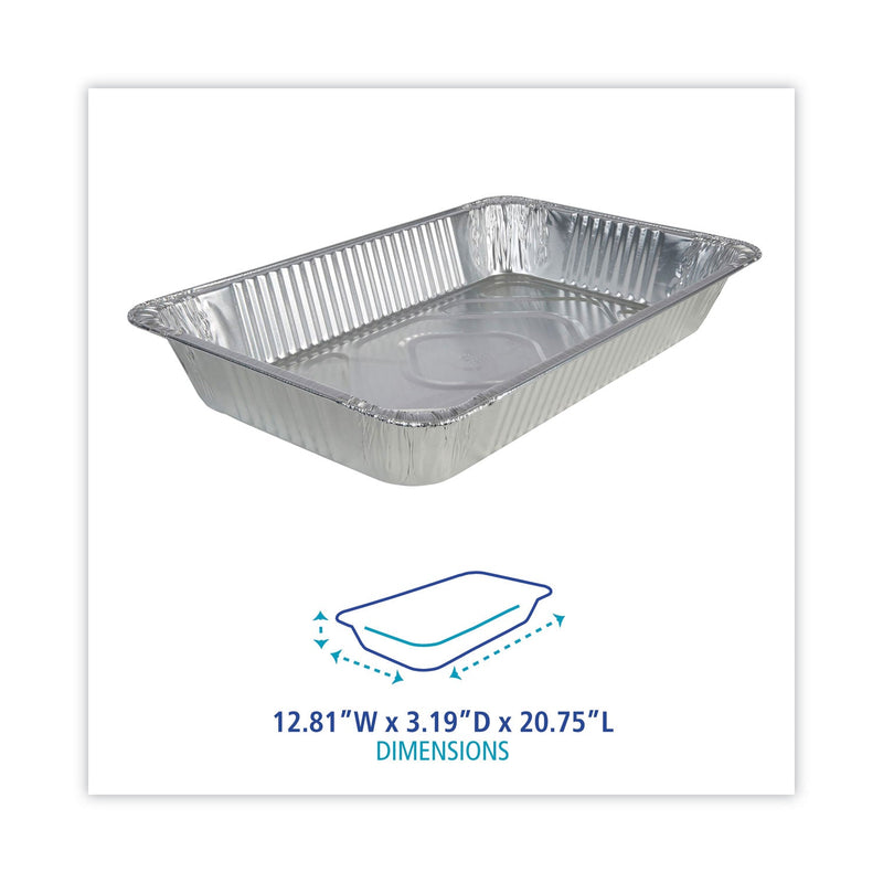 Boardwalk Aluminum Steam Table Pans, Full-Size Deep, 3.19" Deep, 12.81 x 20.75, 50/Carton