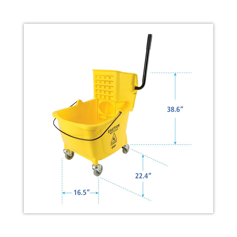 Boardwalk Pro-Pac Side-Squeeze Wringer/Bucket Combo, 8.75 gal, Yellow/Silver