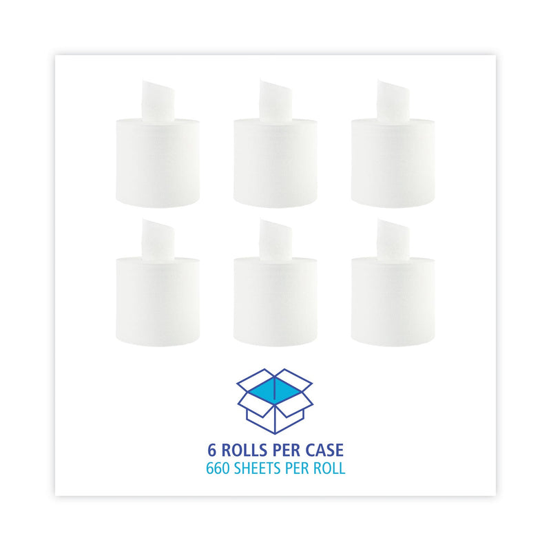 Boardwalk Center-Pull Hand Towels, 2-Ply, Perforated, 7.87 x 10, White, 660/Roll, 6 Rolls/Carton