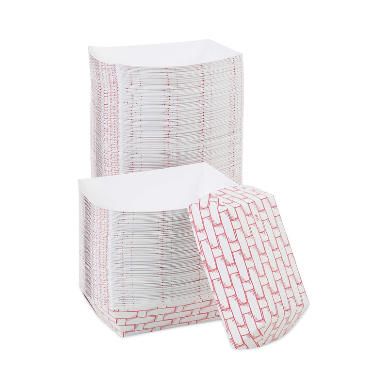 Boardwalk Paper Food Baskets, 2 lb Capacity, Red/White, 1,000/Carton