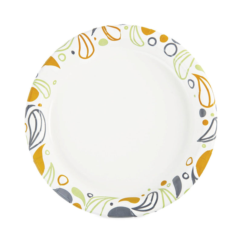 Boardwalk Deerfield Printed Paper Plates, 9" dia, Coated/Soak Proof, Multicolor, 125/Pack, 8 Packs/Carton