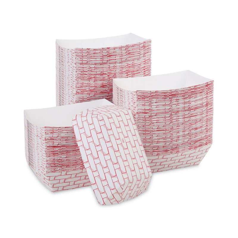 Boardwalk Paper Food Baskets, 1 lb Capacity, Red/White, 1,000/Carton