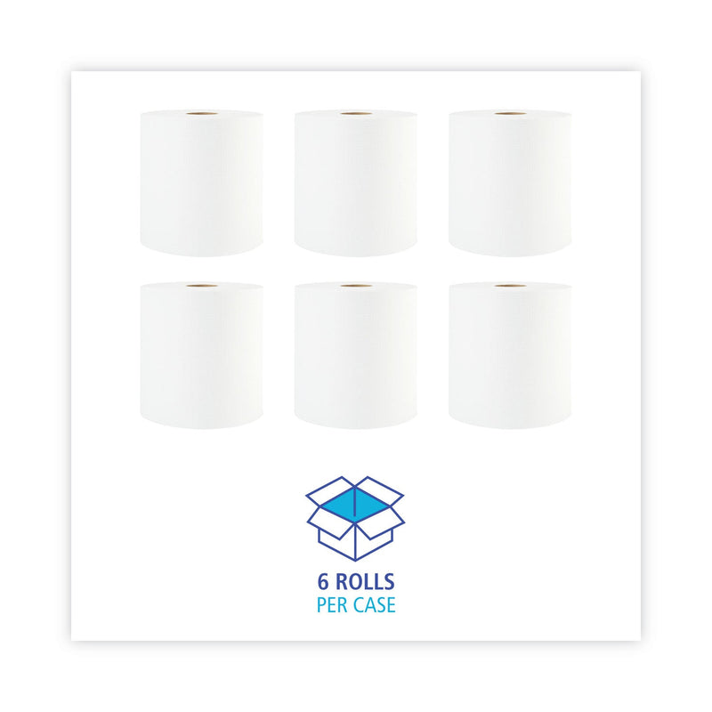Boardwalk Hardwound Paper Towels, 1-Ply, 8" x 800 ft, White, 6 Rolls/Carton