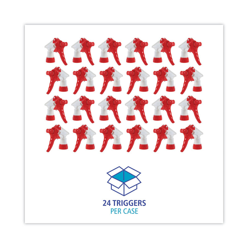 Boardwalk Trigger Sprayer 250, 9.25" Tube Fits 32 oz Bottles, Red/White, 24/Carton