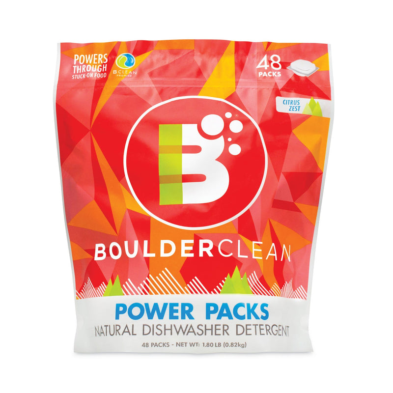 Boulder Clean Dishwasher Detergent Power Packs, Citrus Zest, 48 Tab Pouch