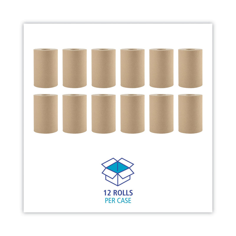 Boardwalk Hardwound Paper Towels, 1-Ply, 8" x 350 ft, Natural, 12 Rolls/Carton