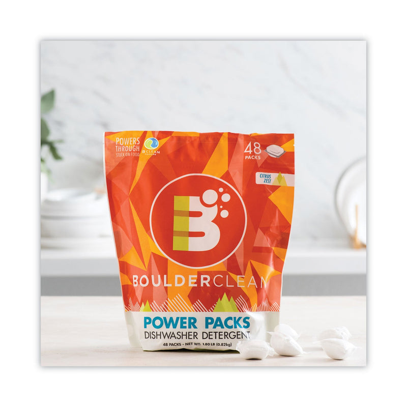 Boulder Clean Dishwasher Detergent Power Packs, Citrus Zest, 48 Tab Pouch
