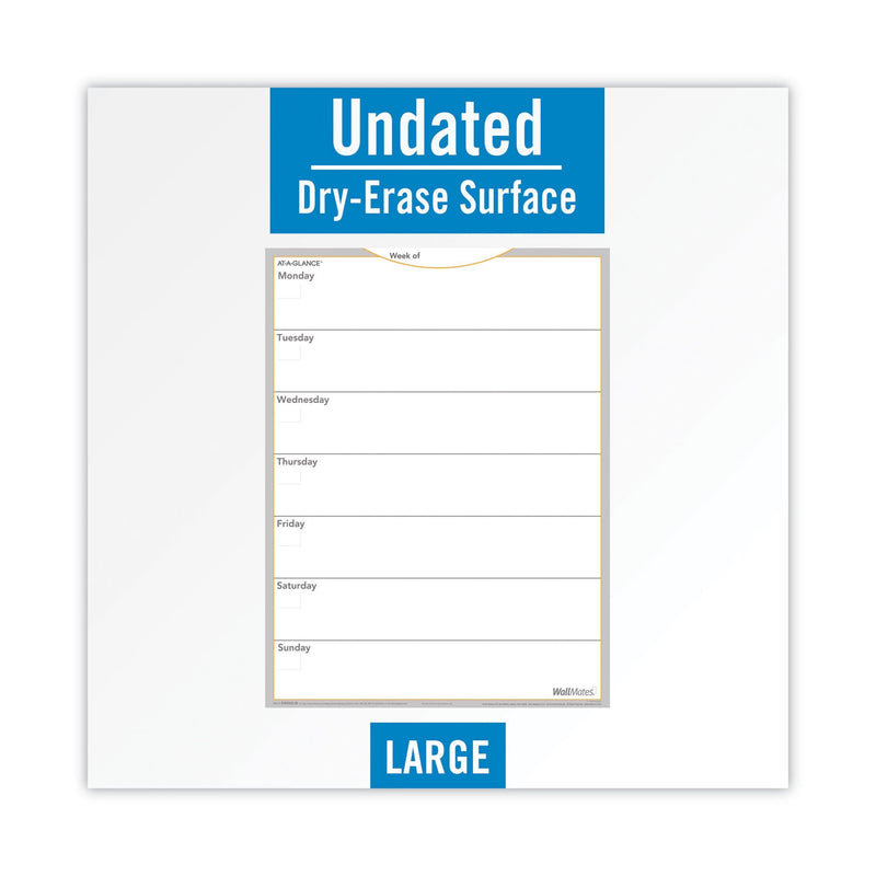 AT-A-GLANCE WallMates Self-Adhesive Dry Erase Weekly Planning Surfaces, 18 x 24, White/Gray/Orange Sheets, Undated