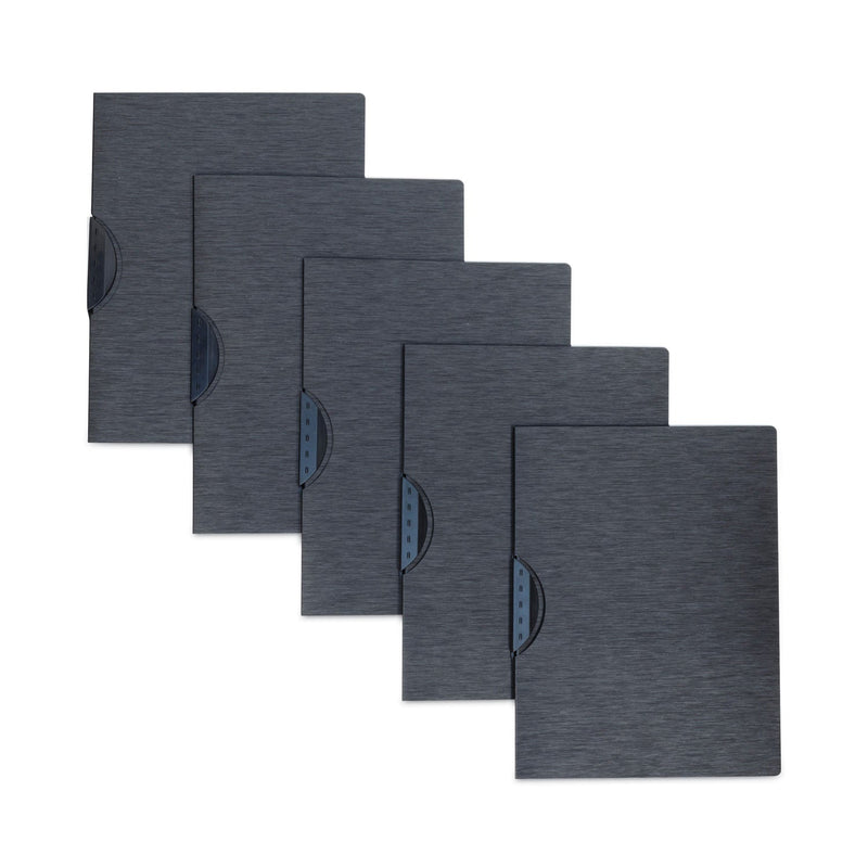 C-Line Modern Metallic Executive Style Report Cover, Swing Clip, 8.5 x 11, Black/Black, 5/Pack