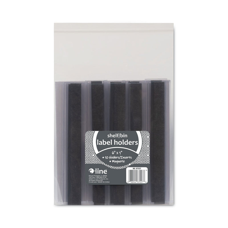 C-Line HOL-DEX Magnetic Shelf/Bin Label Holders, Side Load, 1 x 6, Clear, 10/Box