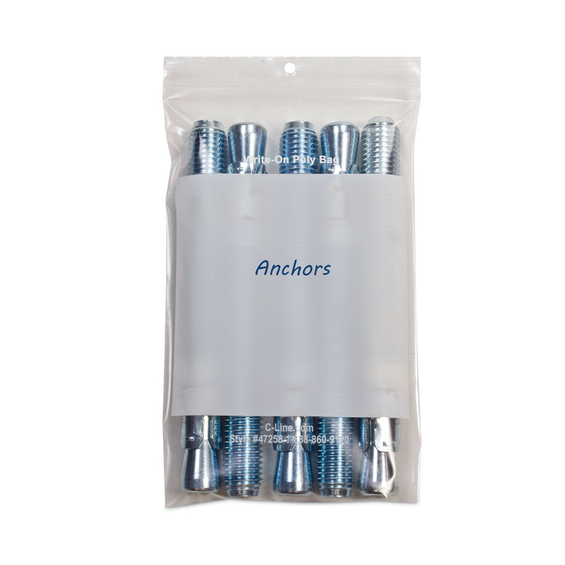 C-Line Write-On Poly Bags, 2 mil, 5" x 8", Clear, 1,000/Carton