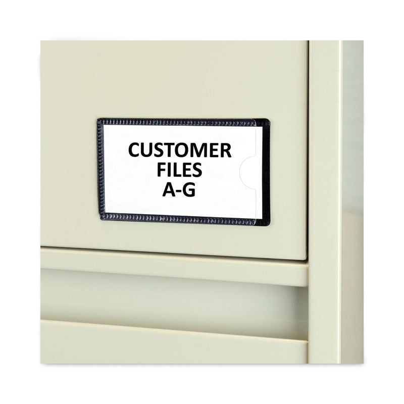 C-Line Slap-Stick Magnetic Label Holders, Side Load, 4.25 x 2.5, Black, 10/Pack