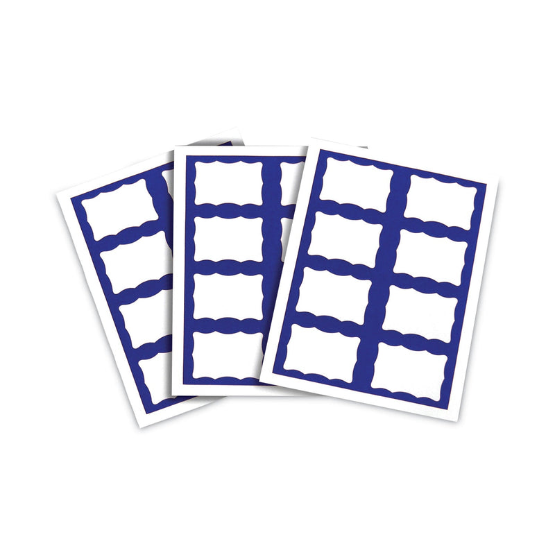 C-Line Laser Printer Name Badges, 3 3/8 x 2 1/3, White/Blue, 200/Box