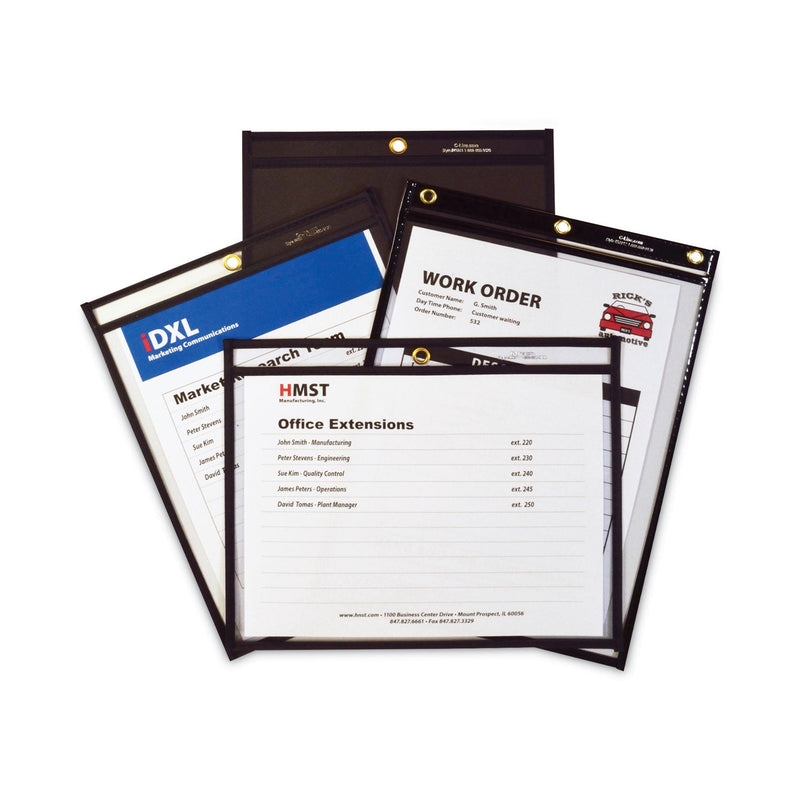 C-Line Heavy-Duty Super Heavyweight Plus Stitched Shop Ticket Holders, Clear/Black, 9 x 12, 15/Box
