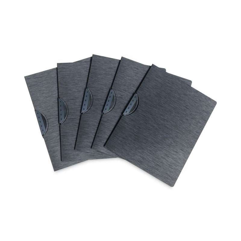C-Line Modern Metallic Executive Style Report Cover, Swing Clip, 8.5 x 11, Black/Black, 5/Pack