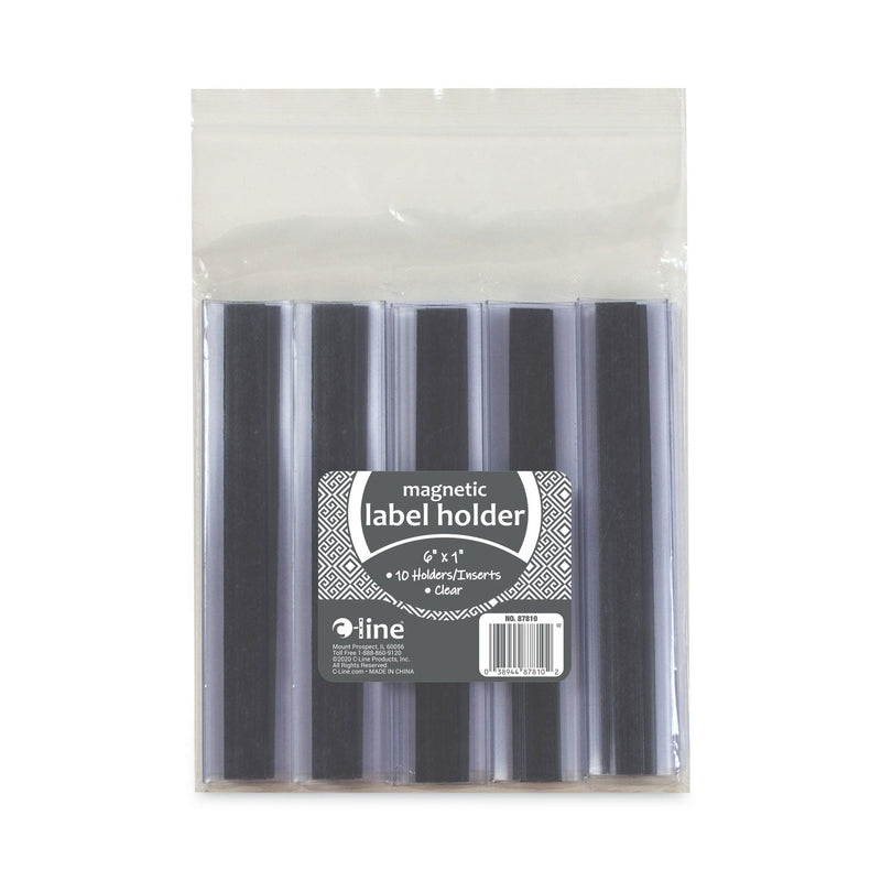 C-Line Clear Magnetic Label Holders, Side Load, 6 x 1, 10/Pack
