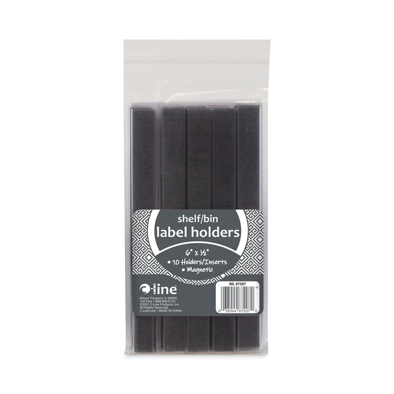 C-Line HOL-DEX Magnetic Shelf/Bin Label Holders, Side Load, 0.5 x 6, Clear, 10/Box