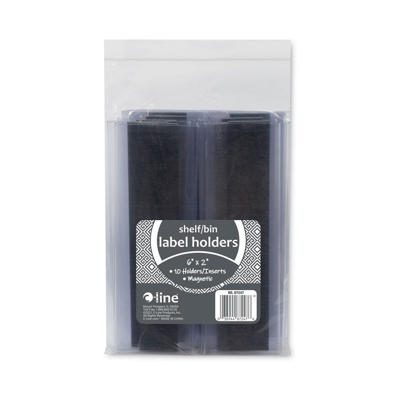 C-Line HOL-DEX Magnetic Shelf/Bin Label Holders, Side Load, 2 x 6, Clear, 10/Box