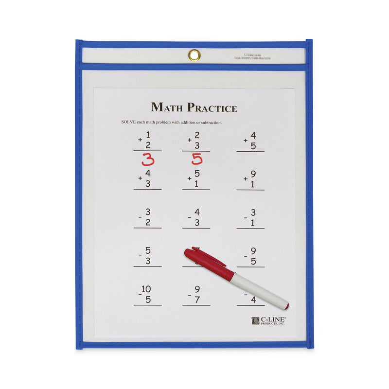 C-Line Stitched Shop Ticket Holders, Top Load, Super Heavy, Clear, 9" x 12" Inserts, 15/Box