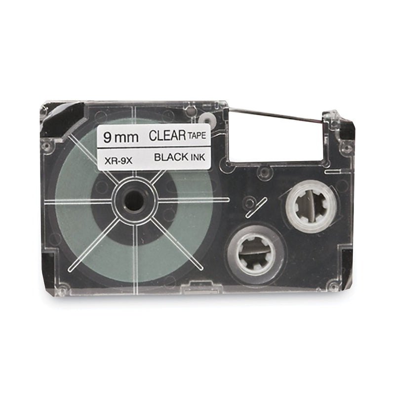 Casio Tape Cassettes for KL Label Makers, 0.37" x 26 ft, Black on Clear, 2/Pack