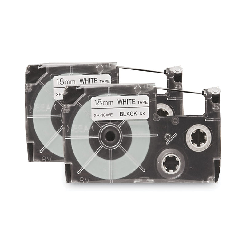 Casio Tape Cassettes for KL Label Makers, 0.75" x 26 ft, Black on White, 2/Pack