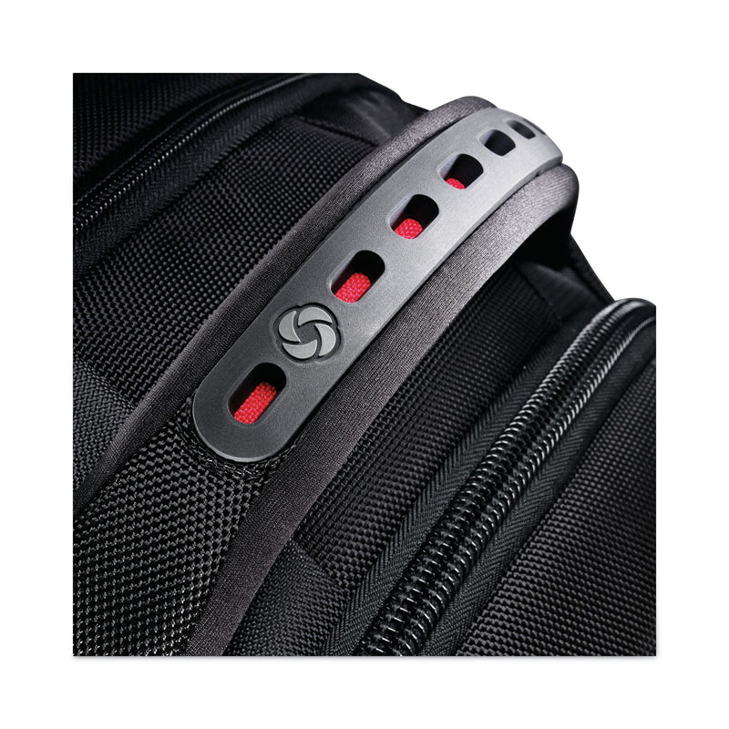 Samsonite Tectonic PFT Backpack, Fits Devices Up to 17", Ballistic Nylon, 13 x 9 x 19, Black/Red