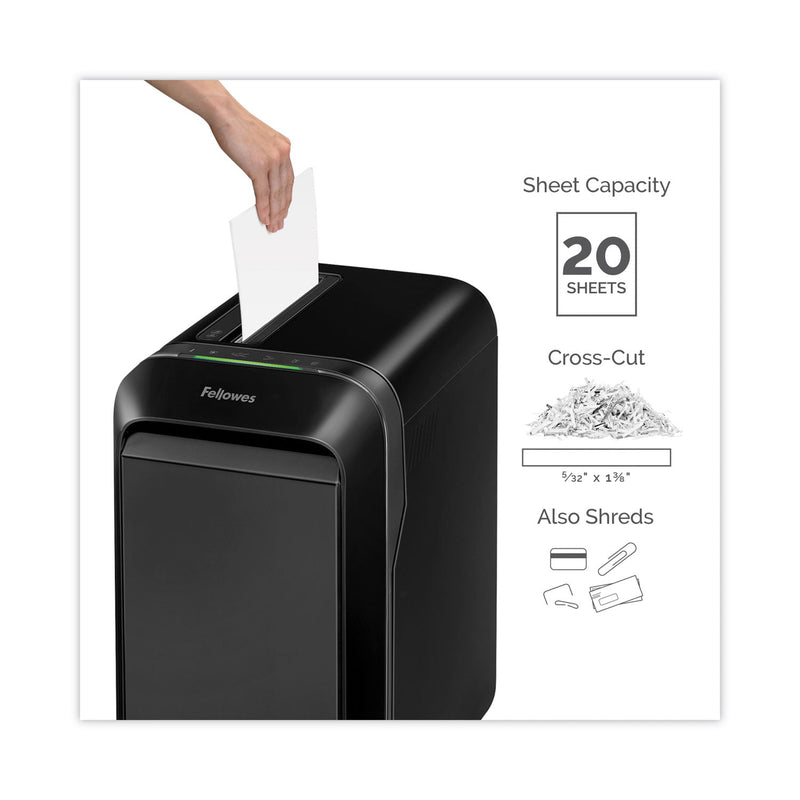 Fellowes Powershred LX190 Cross-Cut Shredder, 20 Manual Sheet Capacity